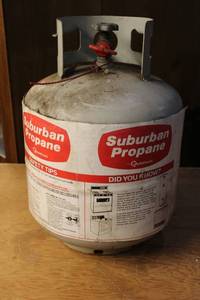 lot 218 image: 20 lb Suburban Propane Gas Cylinder - Safety Tips Included