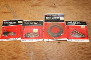 lot 225 image: Lot of 4 Toilet Bolt Sets and Gasket - Chicago Specialty MFG. Co.