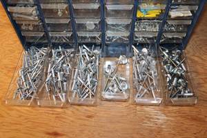 lot 244 image: Assortment of Fasteners - Screws, Bolts, Nuts, and More in Storage Bins