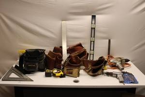 lot 255 image: Assortment of Hand Tools and Accessories for Construction