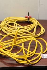 lot 263 image: Group of 3 Heavy-Duty Yellow Extension Cords - Various Lengths