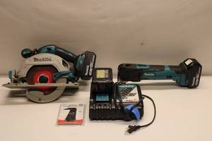 lot A-279 image: Makita 18V Cordless Circular Saw and Multi-Tool Set with Batteries