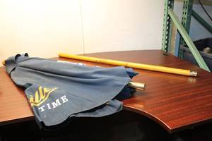 lot 292 image: Vintage Umbrella with Wooden Handle - Miller Time Design