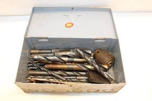 lot 302 image: Assortment of Drill Bits and Metal Box