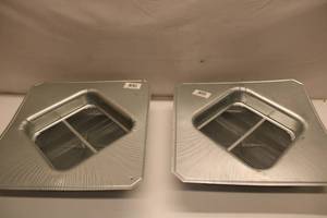 lot 334 image: Pair of Metal Vent Covers with Square Design
