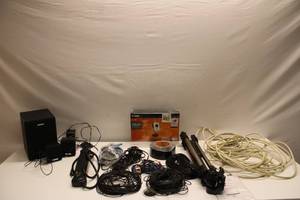 lot 375 image: Assortment of Audio & Video Equipment - Includes Speakers, Cables, and Camera