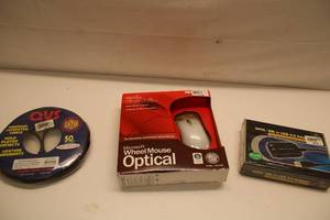 lot 378 image: Lot of 3 Computer Accessories - Microsoft Mouse, SATA Adapter, CAT5e Cable