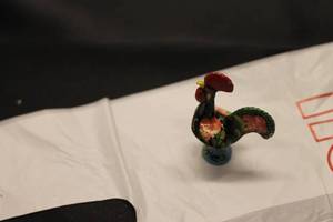 lot 508 image: Vintage Hand-Painted Rooster Figurine - Colorful Folk Art