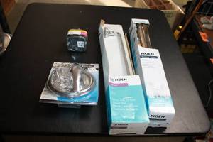 lot 952 image: Plumbing Supplies Lot - Moen Towel Bar, Shower Trim Kit, and Copper Crimp Rings