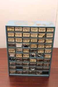 lot 594 image: Assorted Industrial Fasteners Organizer with 36 Drawers