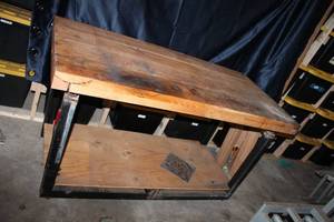 lot A-601 image: Heavy-Duty Workshop Table with Lower Shelf - Used Condition