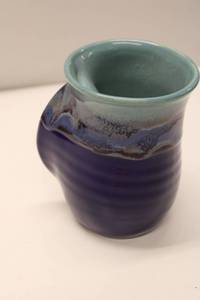 lot 619 image: Unique Artisan-Made Blue and Green Ceramic Mug - Handcrafted Design