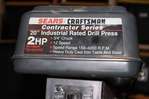 lot 795 image: Sears Craftsman 20 Industrial Rated Drill Press - 2HP