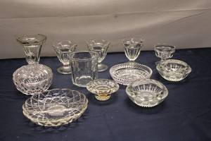 lot 809 image: Assortment of Antique Cut Glass Dishes and Bowls - 12 Pieces