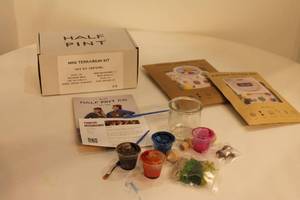 lot 108 image: Craft Lot Mini Terrarium Kit and Cross Stitch Kits