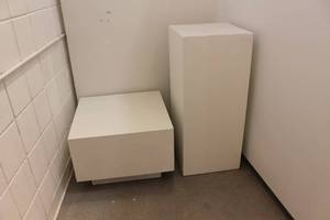 lot 225 image: White Display Pedestals Set of Two