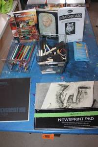 lot 308 image: Art Supplies and Crafting Lot - Tracing Paper, Newsprint Pad, and More