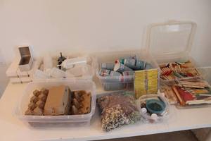 lot 309 image: Arts and Crafts Supplies Assortment with Containers