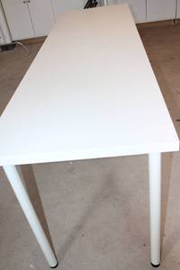 lot A-318 image: White Rectangular Office Table with Metal Legs