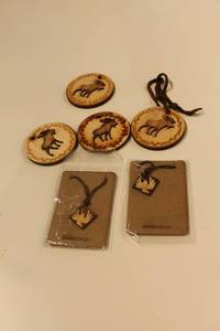 lot 388 image: Set of Wooden Animal Ornaments and Deer Necklaces
