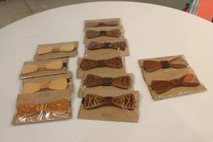 lot 390 image: Collection of Spruced Up Wooden Bow Ties by Linnell Design