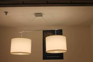 lot 423 image: Contemporary Dual Drum Pendant Light Fixture