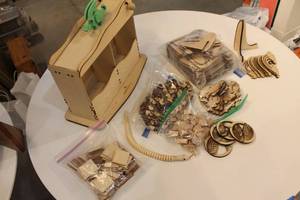 lot 429 image: Assorted Wooden Craft Pieces and Display Stand