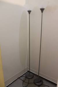 lot 433 image: Pair of Modern Floor Lamps with Frosted Glass Shades
