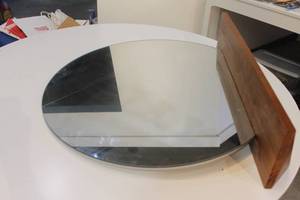 lot 438 image: Round Wall Mirror with Wooden Shelf 24