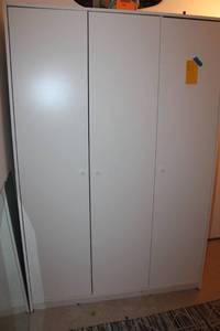 lot A-449 image: White Three-Door Storage Wardrobe