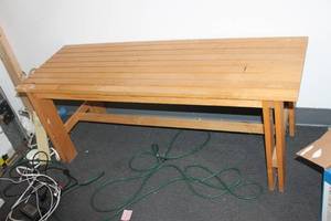 lot A-469 image: Wooden Slatted Bench