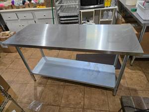 lot 3 image: Stainless Steel Work Table with Shelf - 60x24 Inches