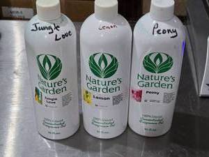 lot 119 image: Jungle Love, Lemon, Peony Fragrance Oil by Natures Garden Approx. Around 12 Full Each
