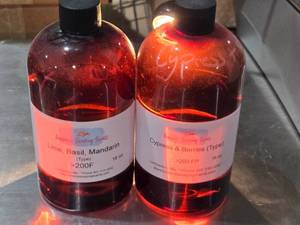 lot 186 image: Lot of Two Fragrance Oils Lime, Basil, Mandarin & Cypress & Berries Approx. 12 Full