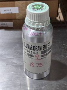 lot 245 image: 1 lb Sweet Marjoram in Aluminum Bottle Approx. 18.75 Ounces by Weight Remaining