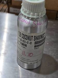 lot 256 image: 1 lb Coconut Shavings Container Approx. 11.7 oz by Weight Remaining