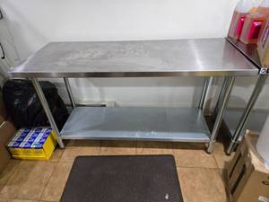 lot 349 image: Stainless Steel Commercial Prep Table with Lower Shelf Height 34 inches, Length 60 inches, Width 24 inches