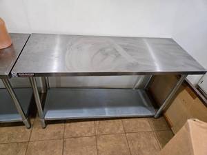 lot 350 image: Durasteel Stainless Steel Work Table with Undershelf Dimensions 60 Length x 24 Width x 34 Height