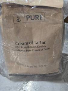 lot 365 image: Pure Cream of Tartar 5 lb Bulk Package Near full.