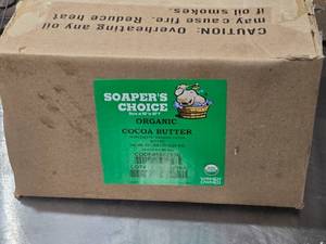 lot 394 image: Organic Cocoa Butter 23 lbs by Soapers Choice Near full.