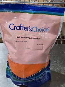 lot 411 image: Crafters Choice Bath Bomb Orange Powder Color 1 lb Nearly full.