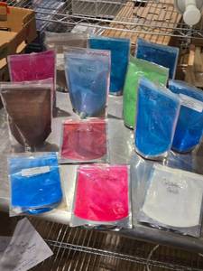 lot 423 image: Assorted Colored Powders in Resealable Bags - Small, partial bags.