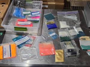 lot 425 image: Collection of Mica Powders and Jojoba Beads for Crafting Partial bags.