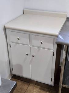 lot 458 image: White Kitchen Cabinet with Laminate Countertop