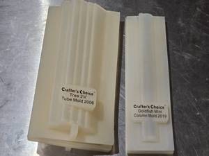 lot 466 image: Crafters Choice Silicone Tube Molds - Xmas Tree and Goldfish Mini