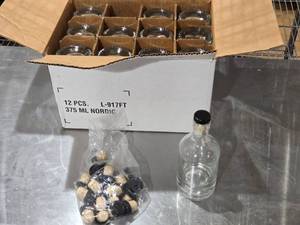lot 531 image: 375 ML Nordic Glass Bottles with Corks - 12 Pack