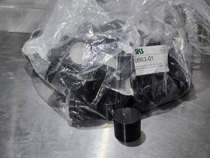 lot 590 image: 2 oz Black PP Double Wall SS Jar with Black Smooth Lined Cap Box is about 14 Full