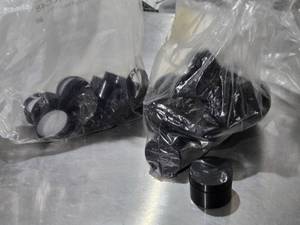 lot 591 image: Lot of 1 oz Black PP Double Wall Jars with Smooth Lined Caps
