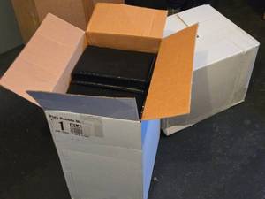 lot 608 image: Case of Black Poly #1 Bubble Mailers - 200 Count box is about 34 Full