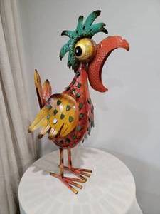 lot 12 image: Metal Art Screeching Chicken Statue